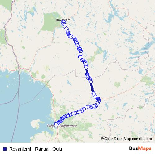 Rovaniemi - Ranua - Oulu bus Line Map