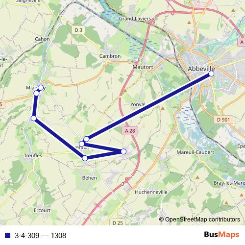 3-4-309 bus Line Map
