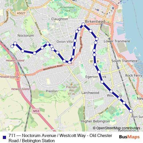 711 bus Line Map