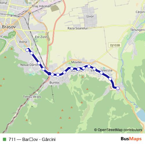 711 bus Line Map