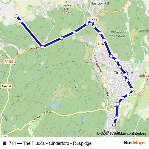 711 bus Line Map
