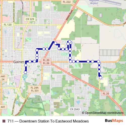 711 bus Line Map