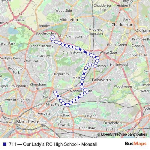 711 bus Line Map