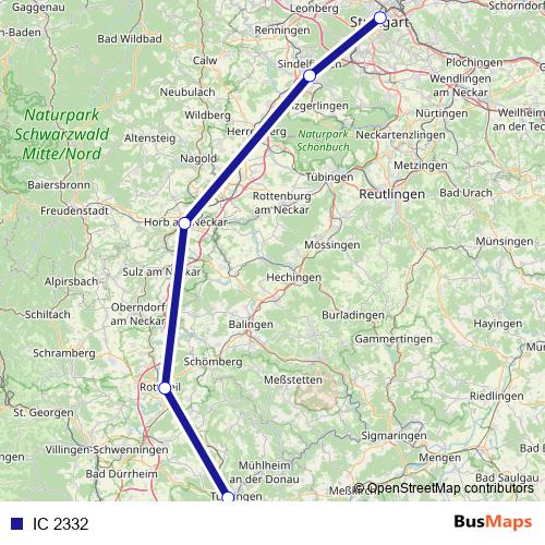 IC 2332 rail Line Map
