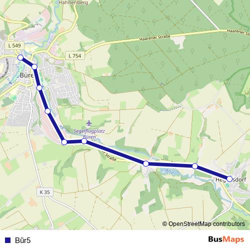 Bür5 bus Line Map