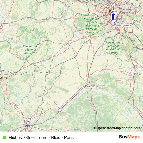 Flixbus 735 bus Line Map