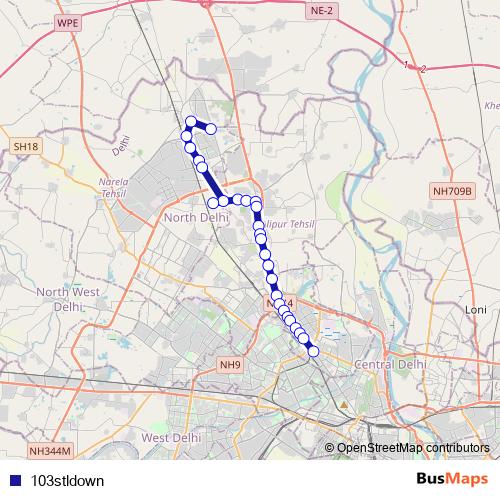103stldown bus Line Map
