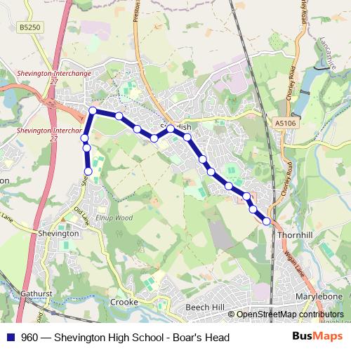 960 bus Line Map