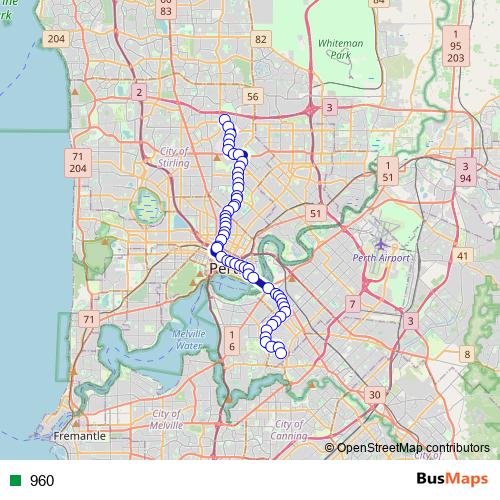 960 bus Line Map