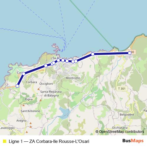 Ligne 1 bus Line Map