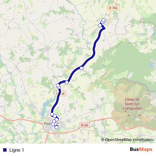 Ligne 1 bus Line Map