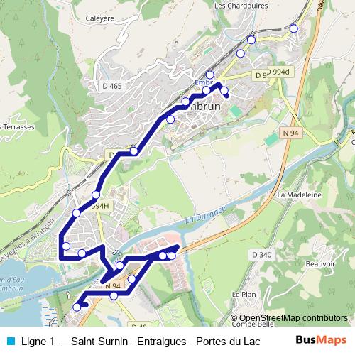 Ligne 1 bus Line Map