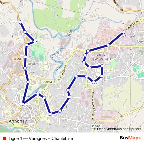 Ligne 1 bus Line Map