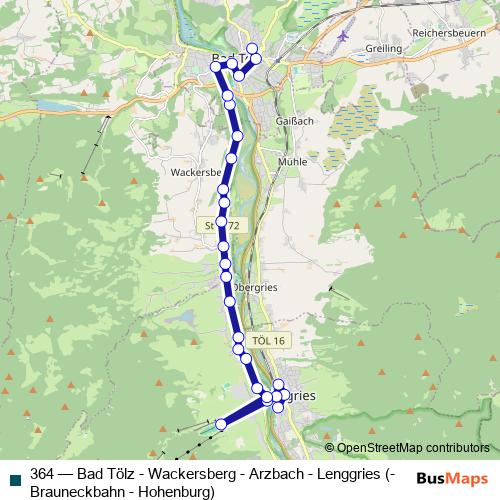 364 bus Line Map