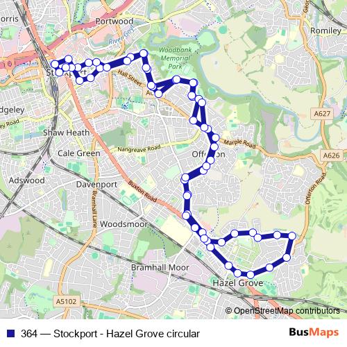 364 bus Line Map