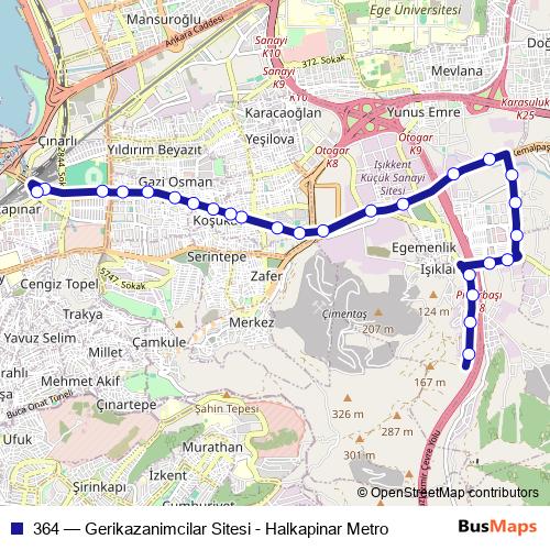 364 bus Line Map