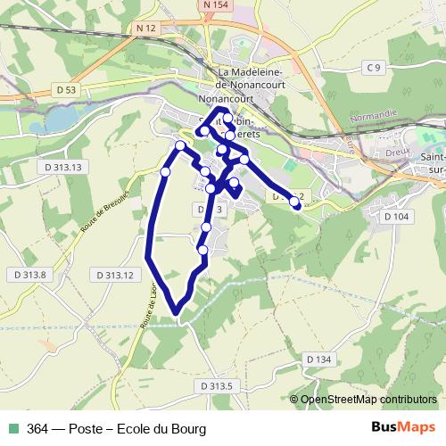 364 bus Line Map