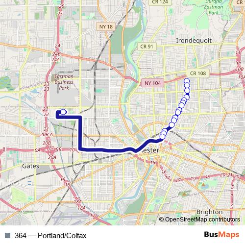 364 bus Line Map