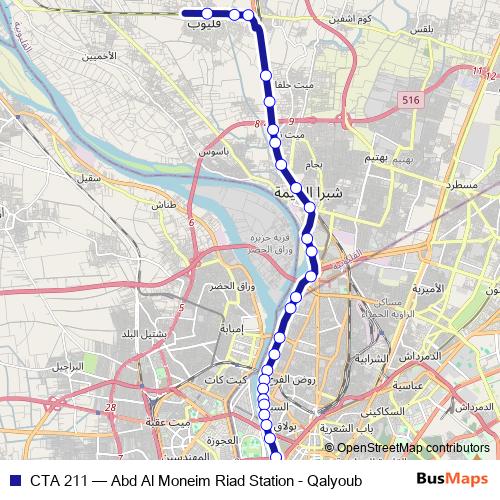 CTA 211 bus Line Map
