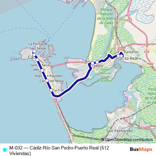 M-032 bus Line Map