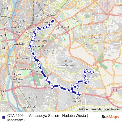 CTA 1106 bus Line Map