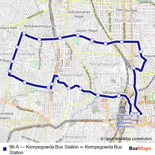 96-A bus Line Map