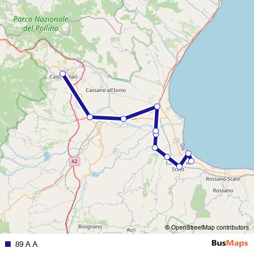 89 A A bus Line Map