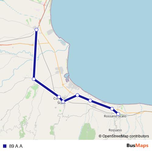89 A A bus Line Map