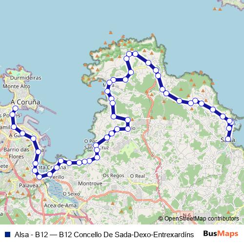 Alsa - B12 bus Line Map
