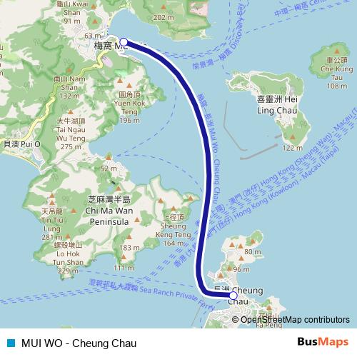 MUI WO - Cheung Chau ferry Line Map