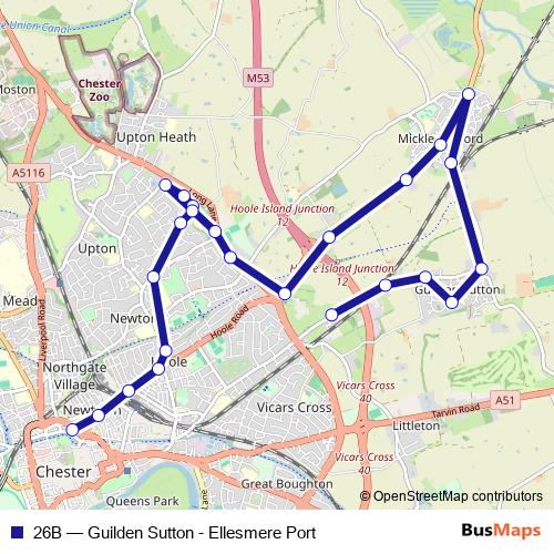 26B bus Line Map
