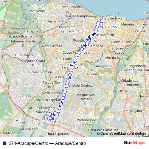 374-Aracapé/Centro bus Line Map