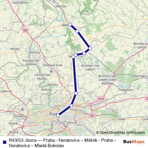 R43/S3 Jizera rail Line Map