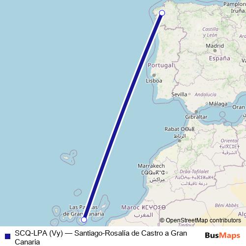 SCQ-LPA (Vy) air Line Map