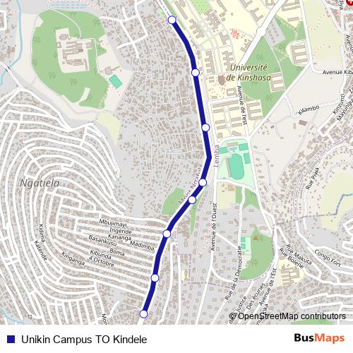 Unikin Campus TO Kindele bus Line Map