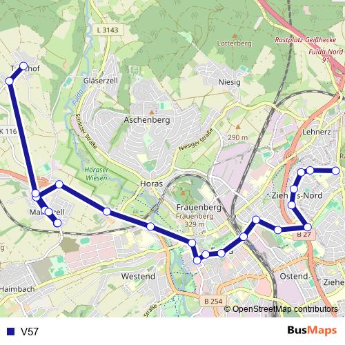 V57 bus Line Map
