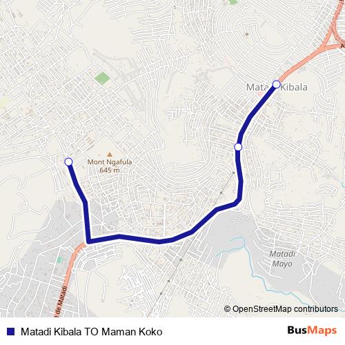Matadi Kibala TO Maman Koko bus Line Map