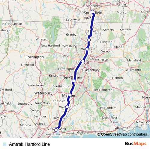 Amtrak Hartford Line rail Line Map