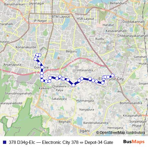 378 D34g-Elc bus Line Map