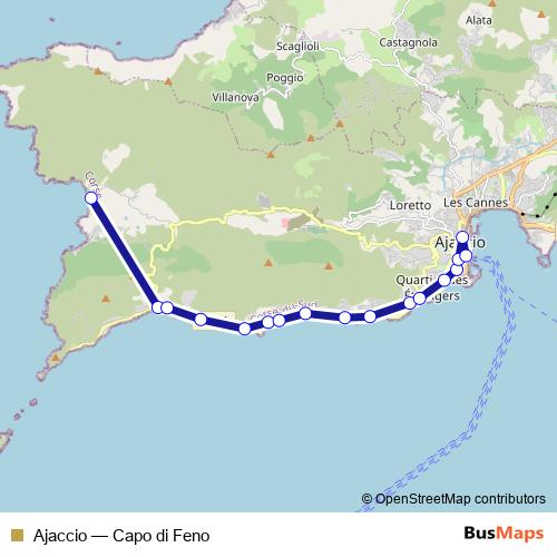 Ajaccio bus Line Map