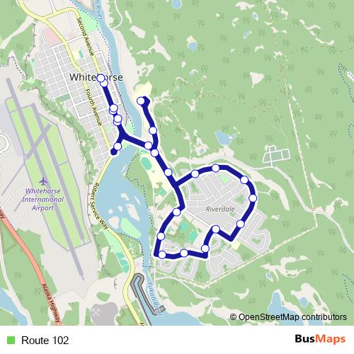 Route 102 bus Line Map