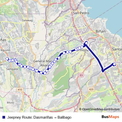 Jeepney Route: Dasmariñas → Balibago bus Line Map
