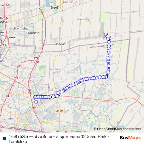 1-58 (525) bus Line Map