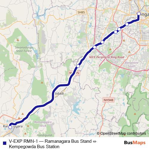 V-EXP RMN-1 bus Line Map