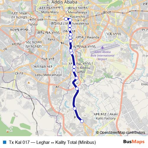 Tx Kal 017 bus Line Map