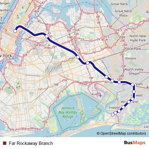 Far Rockaway Branch rail Line Map