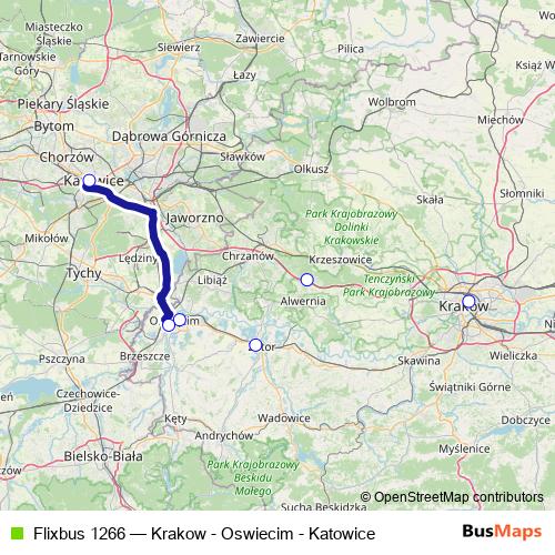 Flixbus 1266 bus Line Map