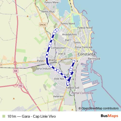 101m bus Line Map