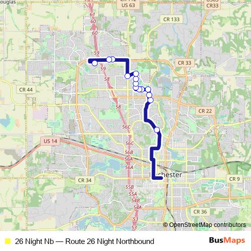 26 Night Nb bus Line Map
