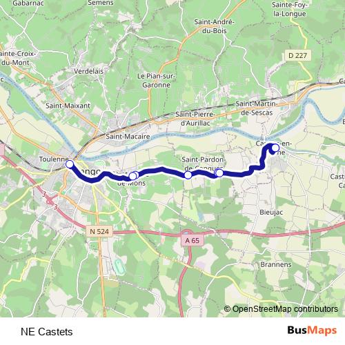 NE Castets bus Line Map